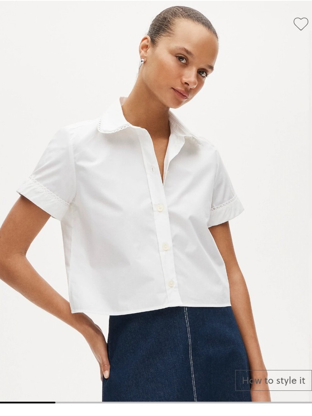 J Crew Gamine scallop-trim button-up shirt CT090 Size 6 White 100% Cotton